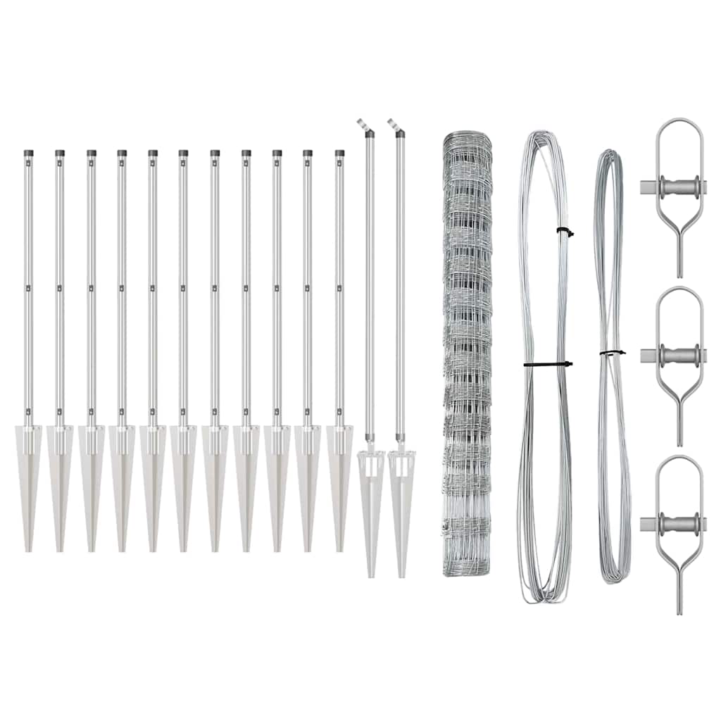 Zaunpfostenset Silber Verzinkter Stahl